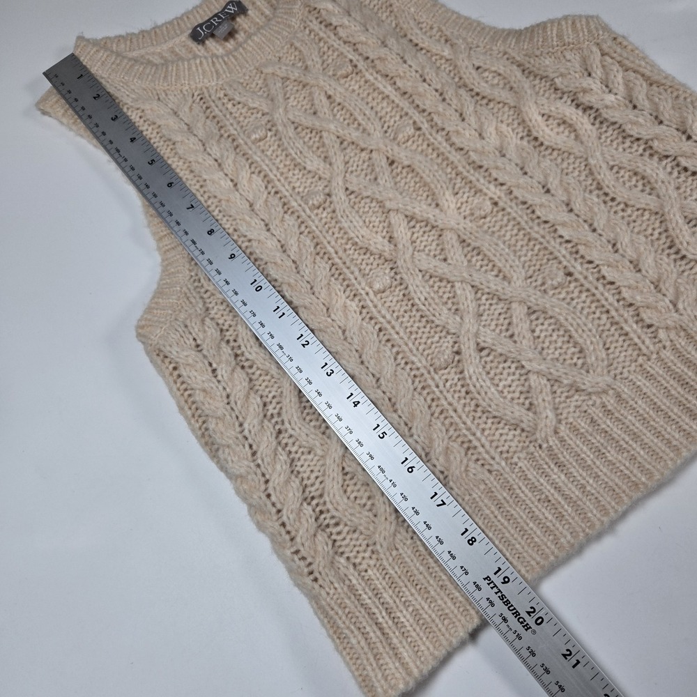 J.Crew Sweater Vest Small Beige Cable Knit Alpaca Wool Blend Sleeveless Pullover - Picture 6 of 6